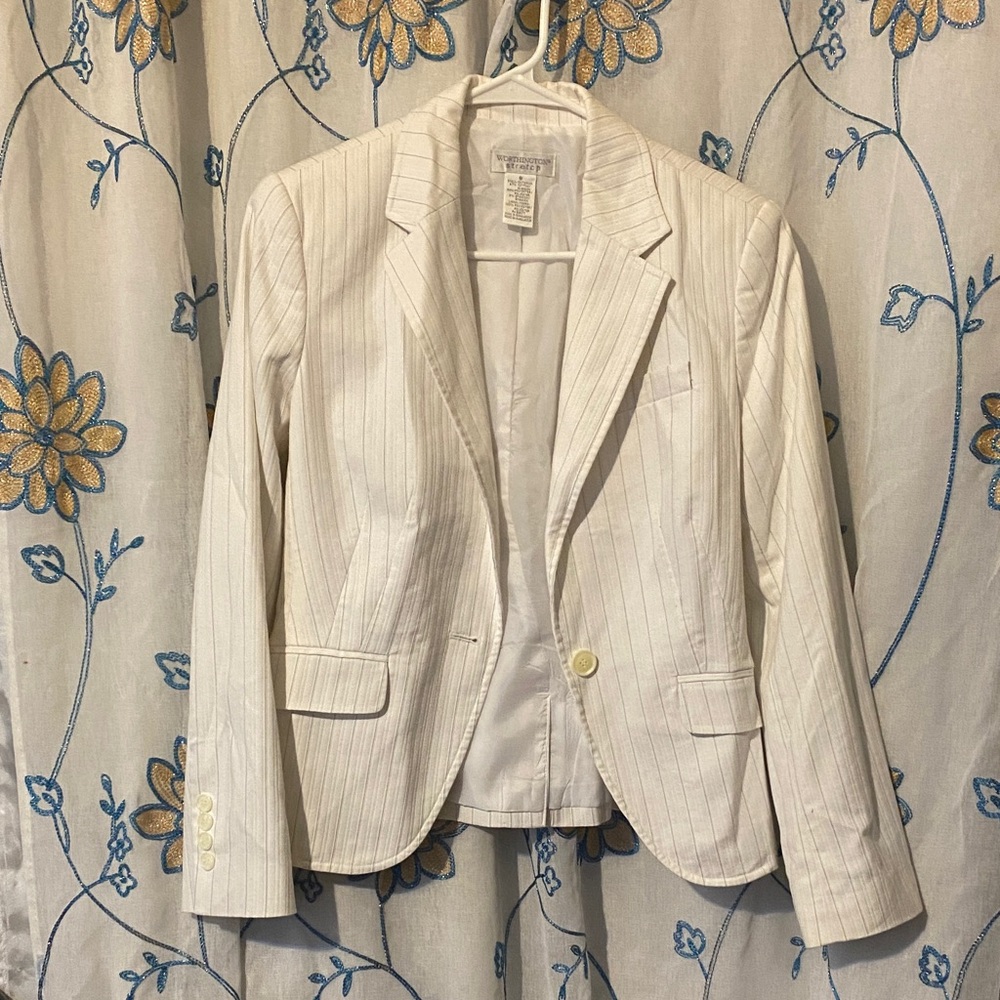 Worthington Cream Pinstripe Blazer